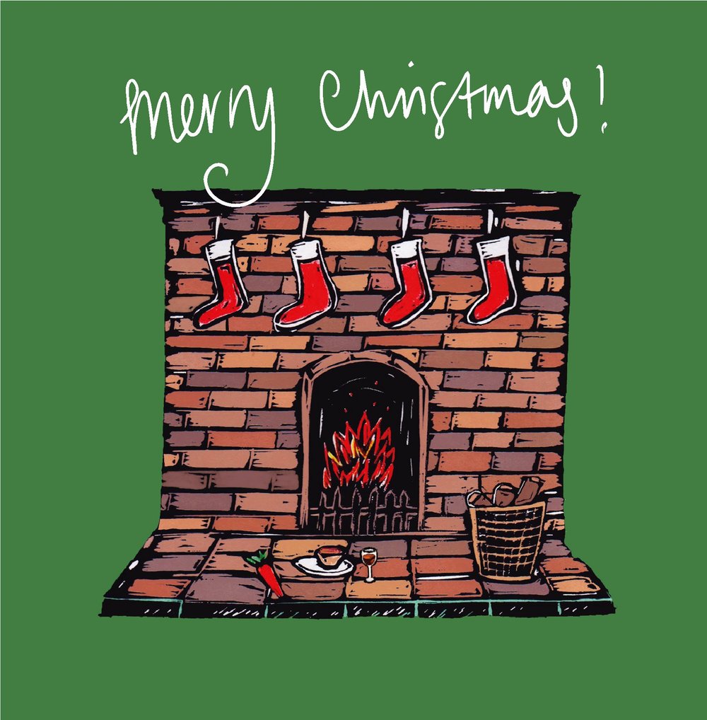 Fireplace Stockings card artwork