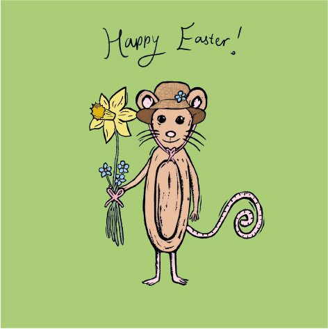 Mouse with Daffodil card artwork