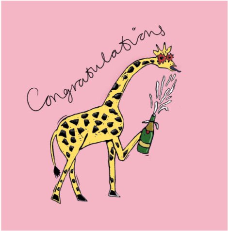 Champagne Giraffe greeting card
