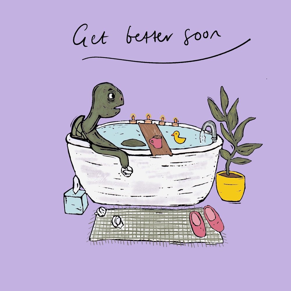 Poorly Tortoise greeting card