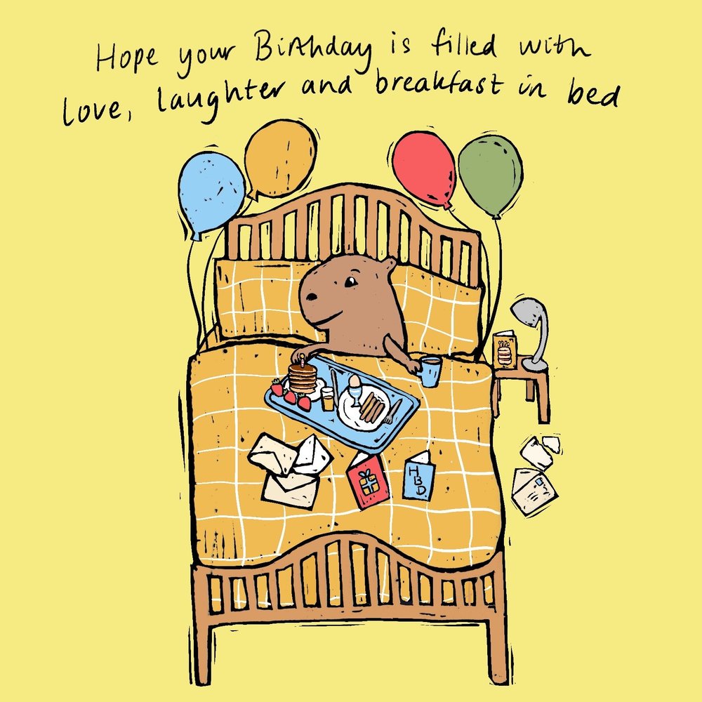Breakfast in Bed greeting card